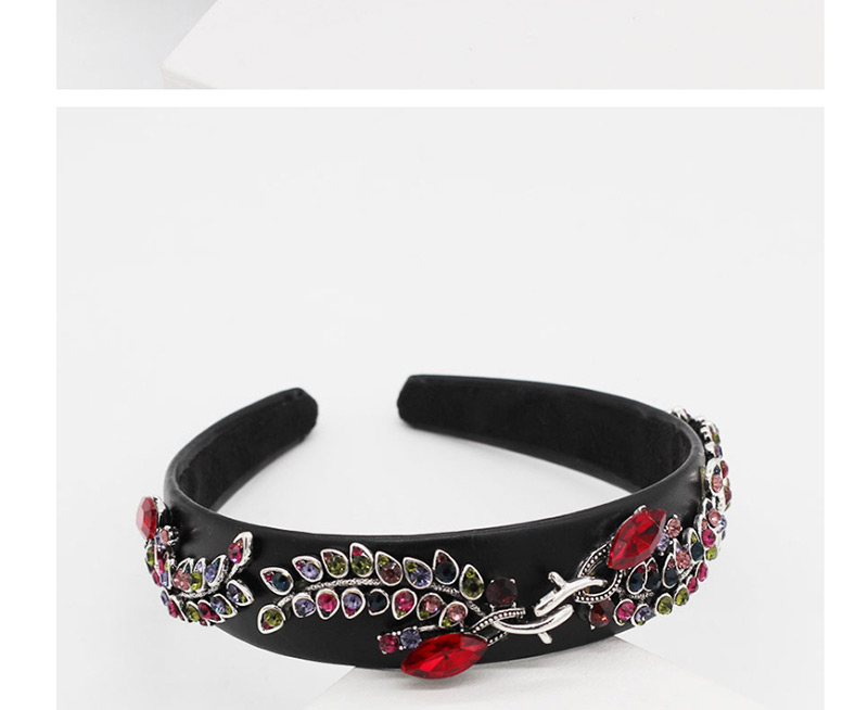 Fashion Red Leather And Diamond Geometric Leaf Flower Headband,Head Band