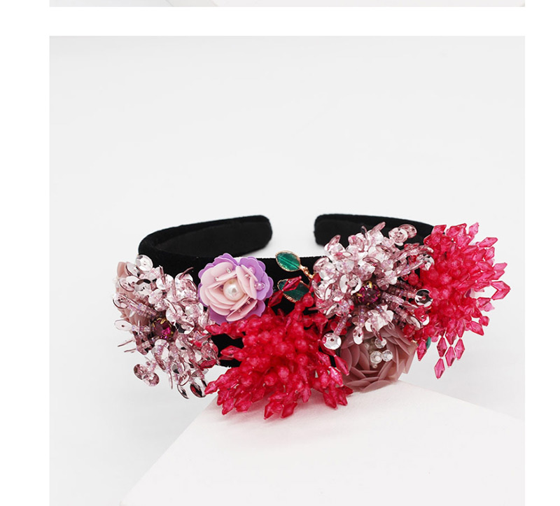 Fashion Black Crystal Fringed Geometric Flower Headband,Head Band