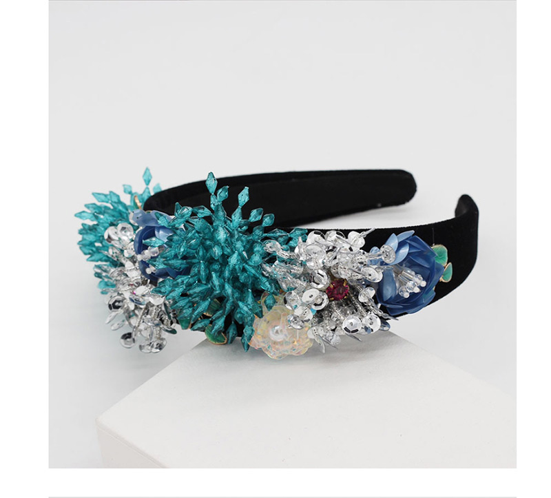 Fashion Purple Crystal Fringed Geometric Flower Headband,Head Band