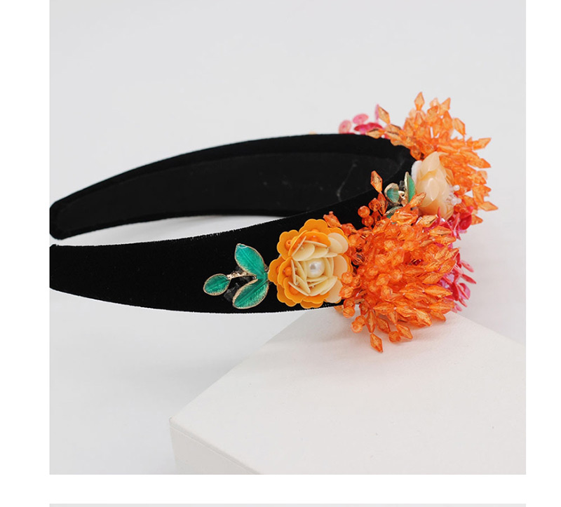 Fashion Black Crystal Fringed Geometric Flower Headband,Head Band