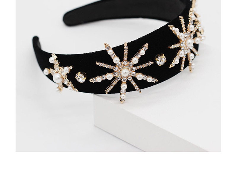 Fashion Black Sun Flower Pearl Rhinestone Star Snowflake Headband,Head Band
