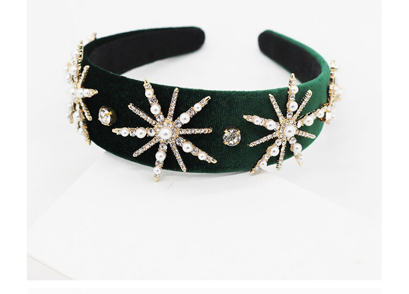Fashion Green Sun Flower Pearl Rhinestone Star Snowflake Headband,Head Band