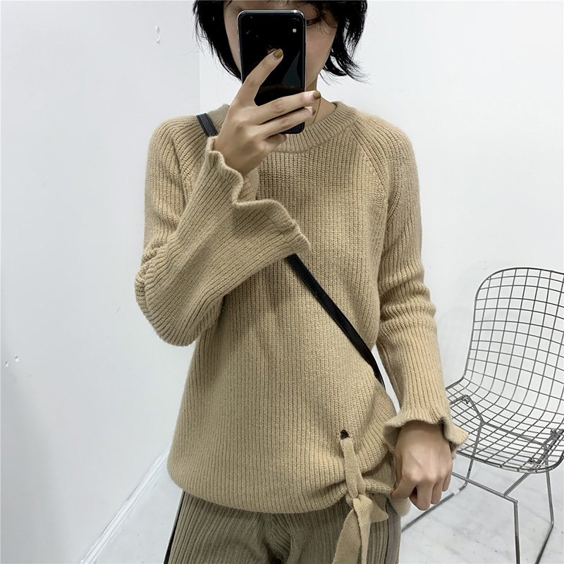 Fashion Yellow Knit Bow Sweater,Sweater