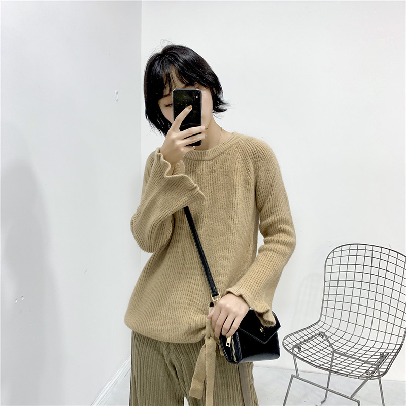 Fashion Yellow Knit Bow Sweater,Sweater
