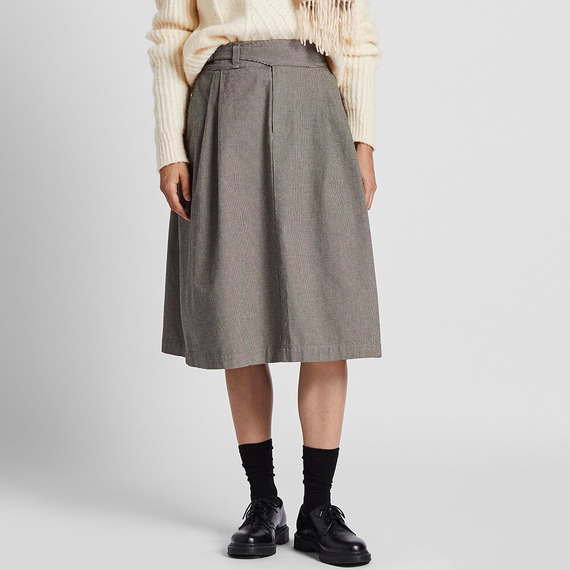 Fashion Gray Cotton Pleated Skirt,Skirts