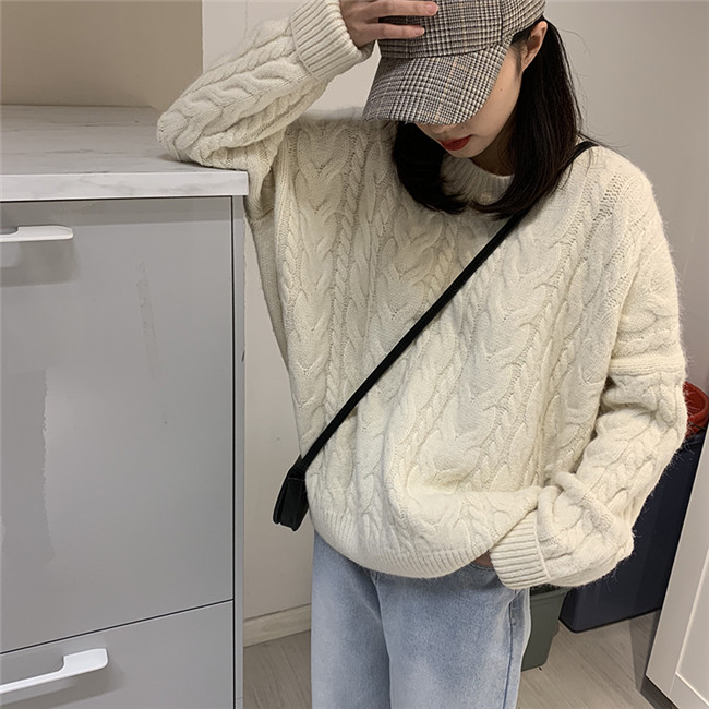 Fashion White Twist Sweater,Sweater
