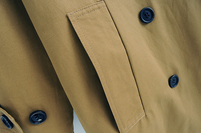 Fashion Khaki Buckle Windbreaker,Coat-Jacket