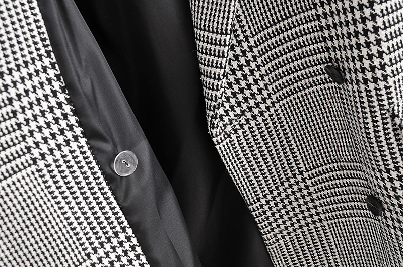 Fashion Gray Houndstooth Suit,Coat-Jacket