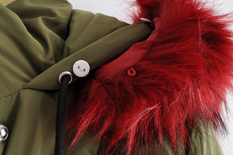 Fashion Red Fur Collar Cotton Coat,Coat-Jacket