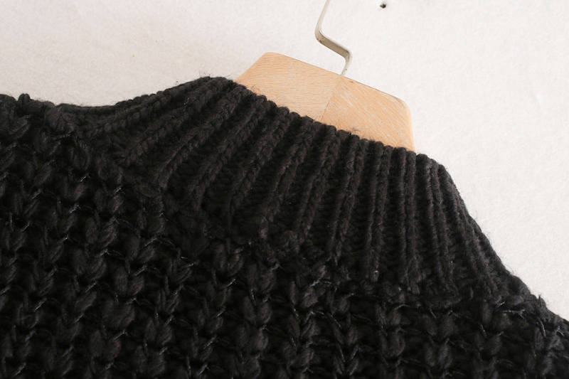 Fashion Black Striped Short Sweater,Sweater