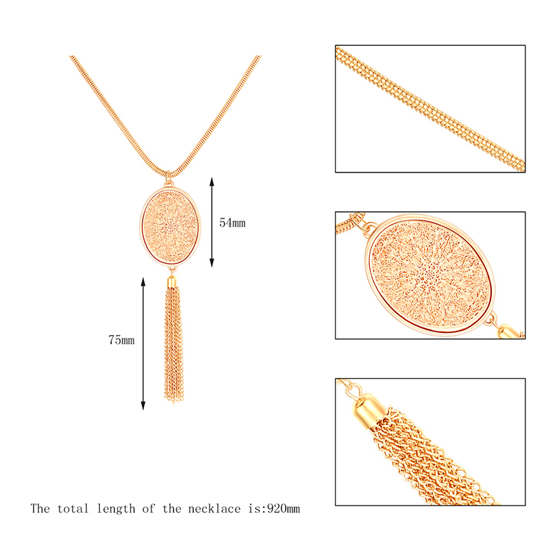 Fashion Gold Round Fringed Sweater Chain,Pendants