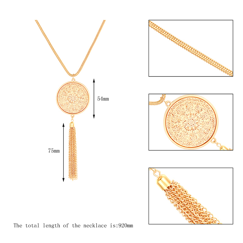Fashion Gold Round Fringed Sweater Chain,Pendants