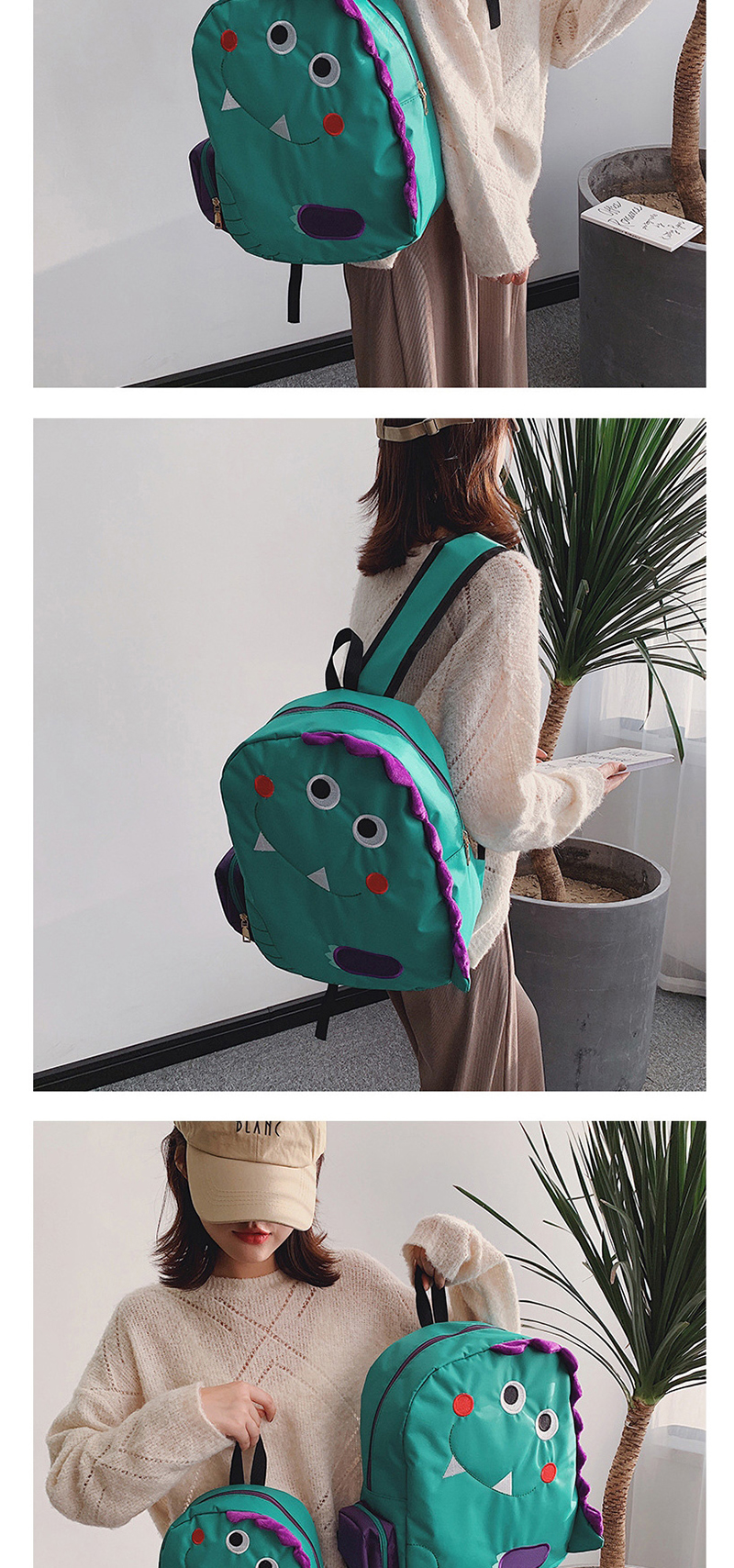 Fashion Small Blue Green Cartoon Dinosaur Oxford Backpack,Backpack