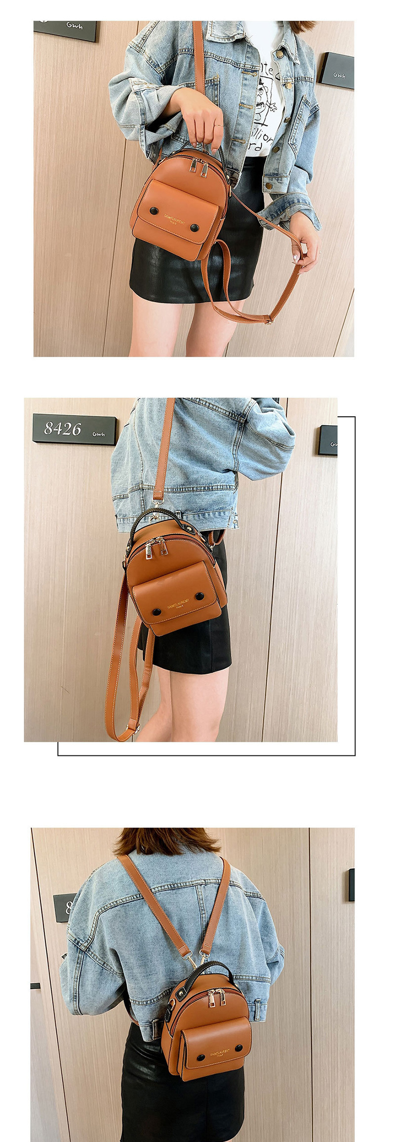 Fashion Yellow Brown Letter Backpack,Backpack