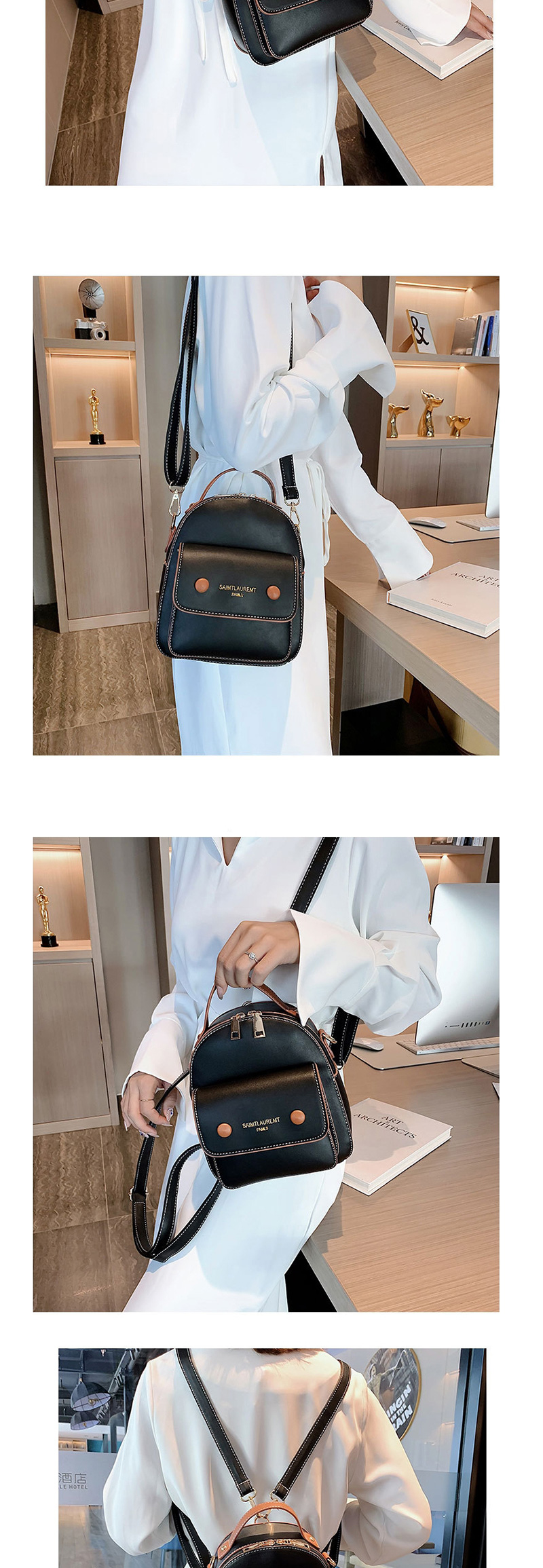 Fashion Black Letter Backpack,Backpack