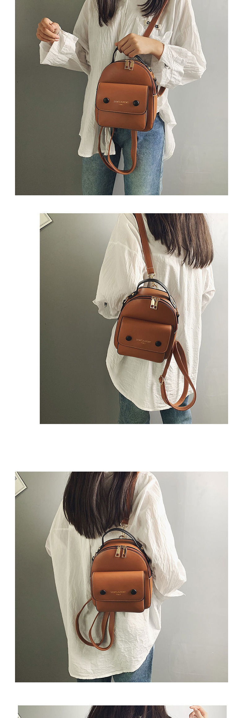 Fashion Yellow Brown Letter Backpack,Backpack