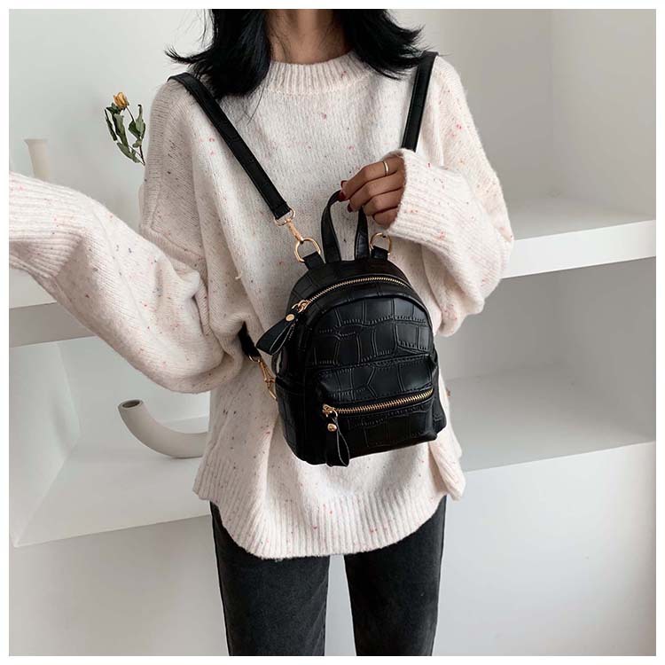 Fashion Brown Pu Leather Stone Shoulder Bag,Backpack