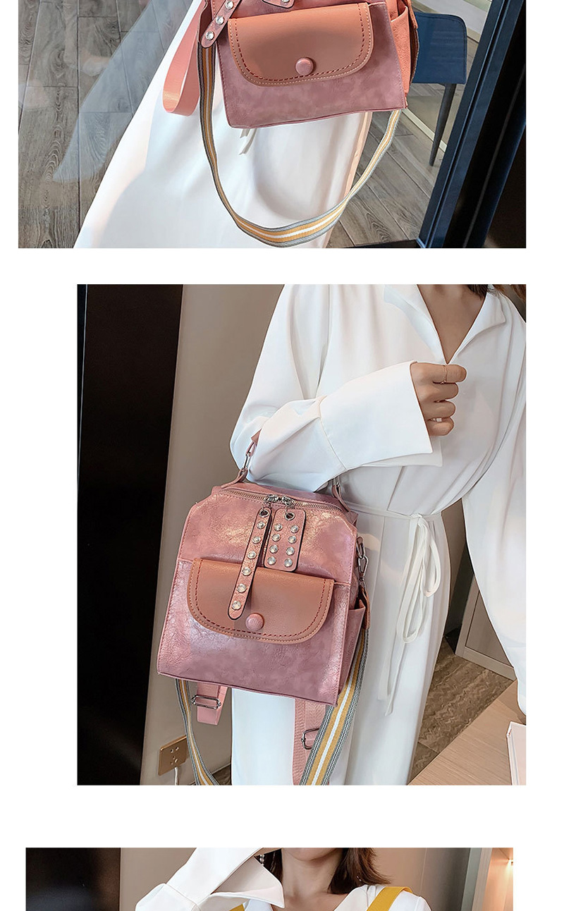 Fashion Pink Rivet Oil Skinny Shoulder Shoulder Bag,Handbags