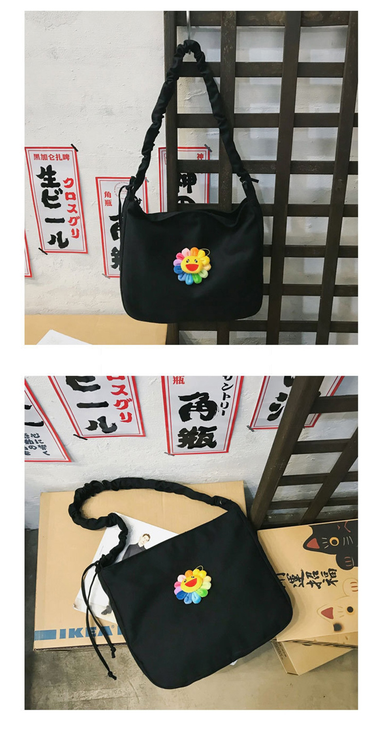 Fashion Black Sun Flower Canvas Portable Messenger Bag,Handbags