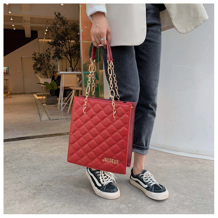 Fashion Red Chain Rhombic Shoulder Bag,Messenger bags
