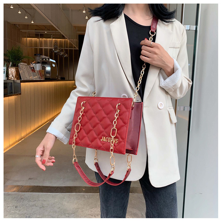 Fashion Red Chain Rhombic Shoulder Bag,Messenger bags