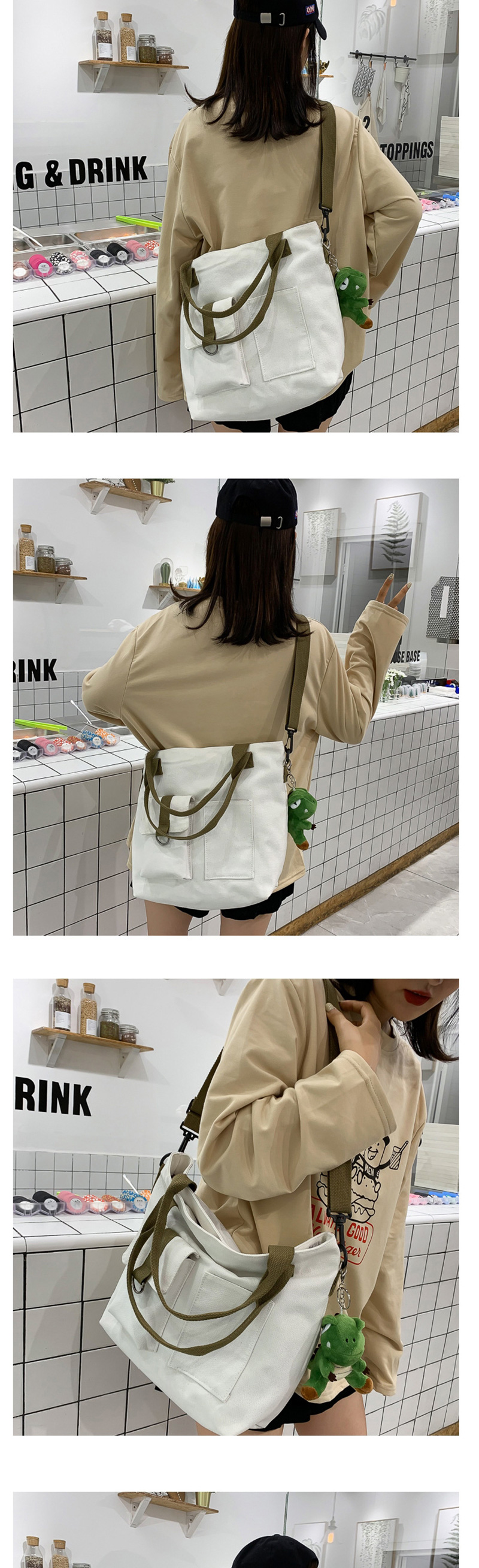 Fashion White Canvas Stitching Webbing Crossbody Shoulder Bag,Handbags