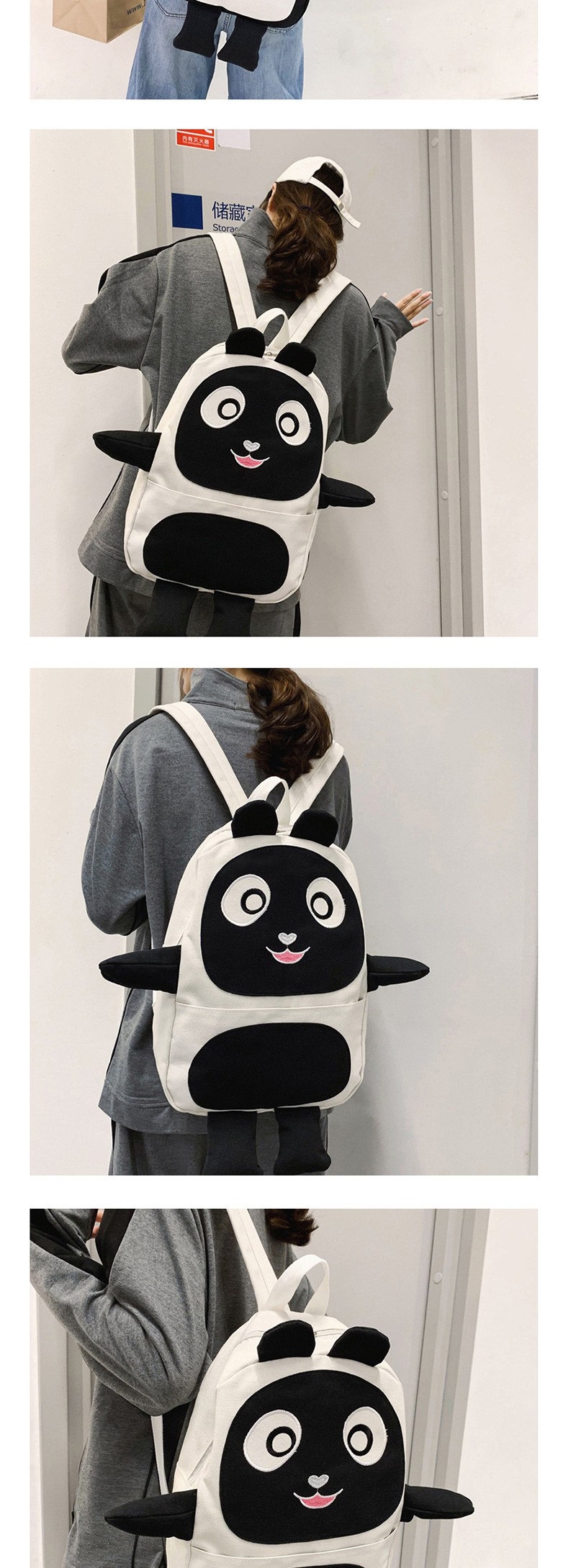 Fashion White Panda Hand-painted Canvas Backpack,Backpack