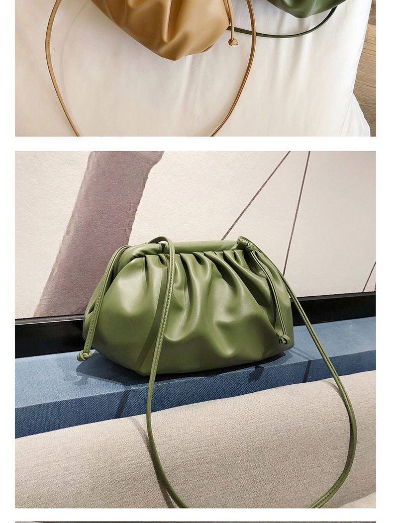 Fashion Khaki Chain Pleated Crossbody Shoulder Bag,Shoulder bags