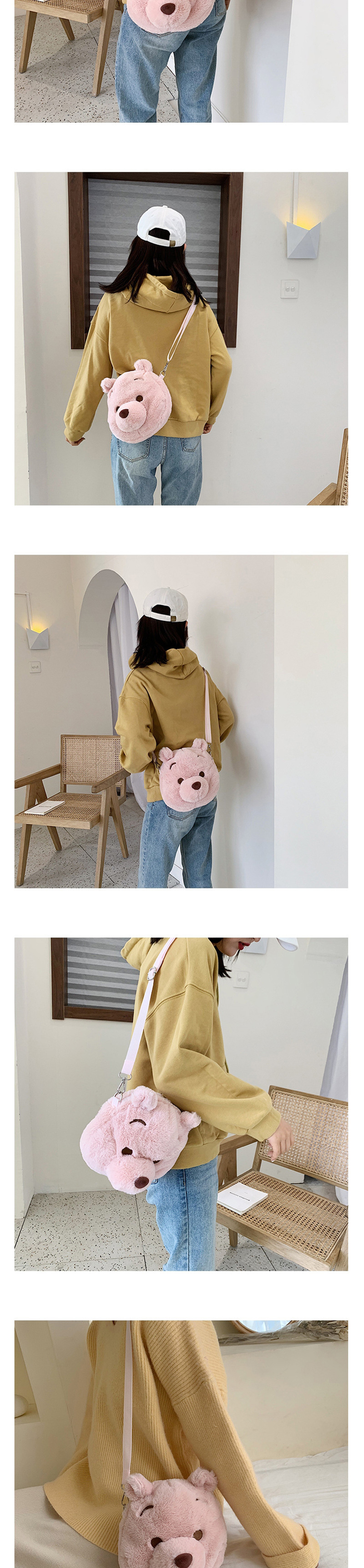 Fashion Pink Cartoon Chest Plush Shoulder Messenger Bag,Shoulder bags