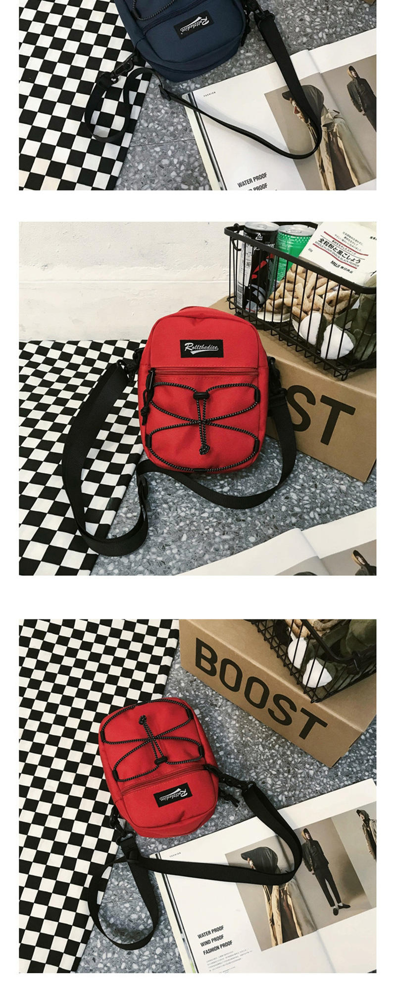 Fashion Red Letter Printed Drawstring Crossbody Shoulder Bag,Shoulder bags