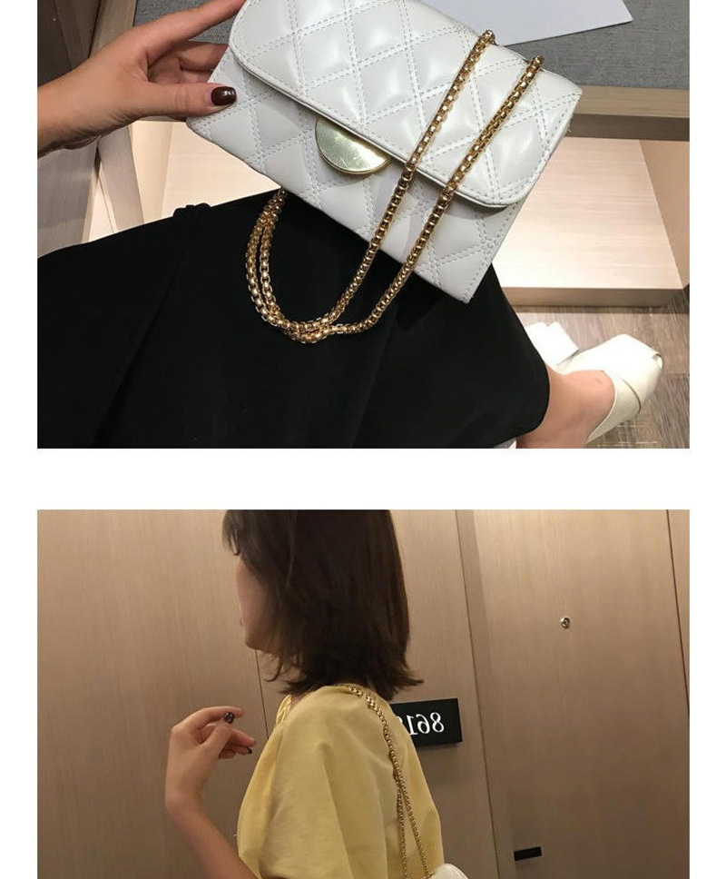 Fashion White Chain Rhombic Crossbody Shoulder Bag,Shoulder bags