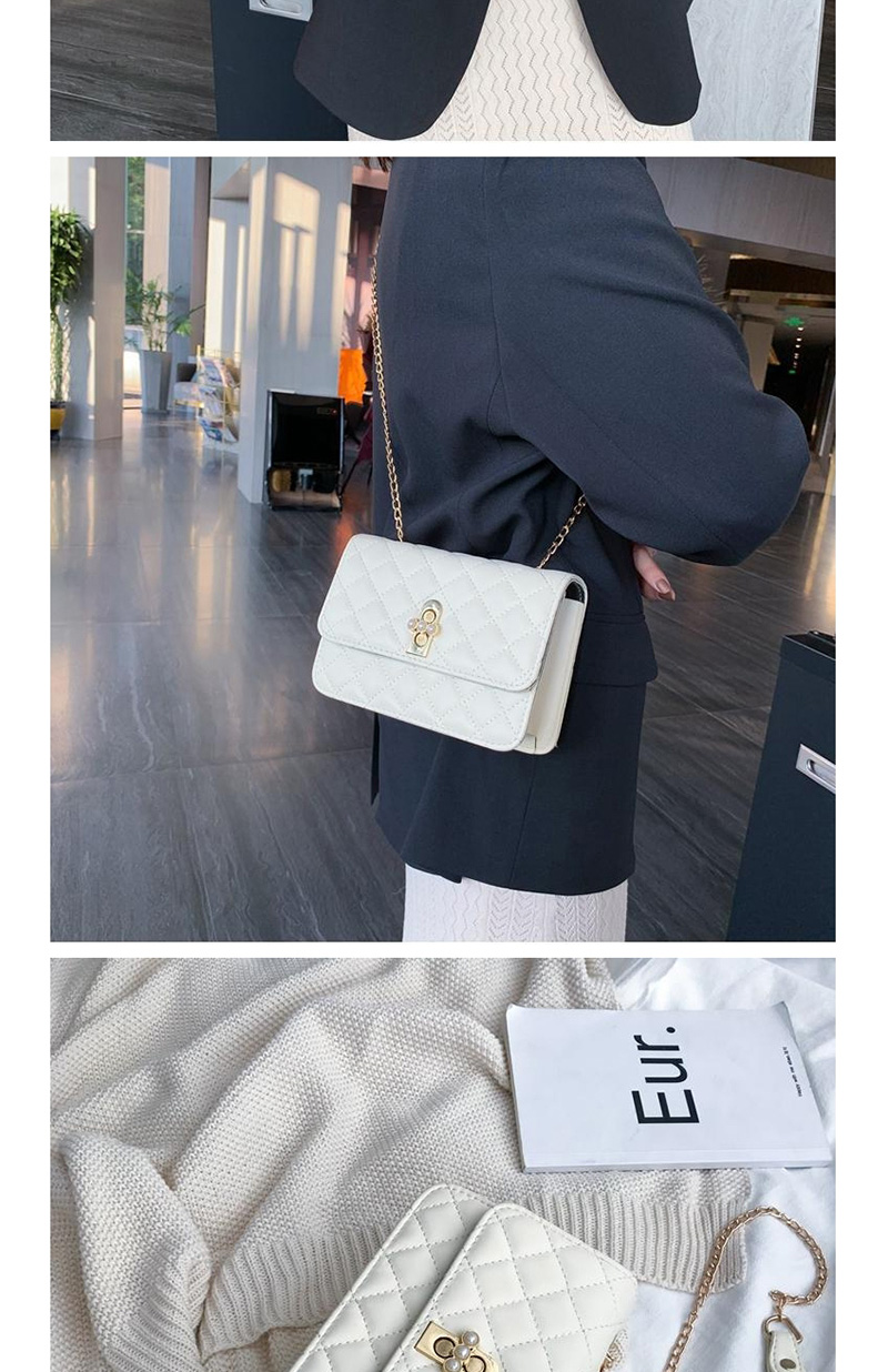 Fashion White Chain Rhombic Shoulder Messenger Bag,Shoulder bags