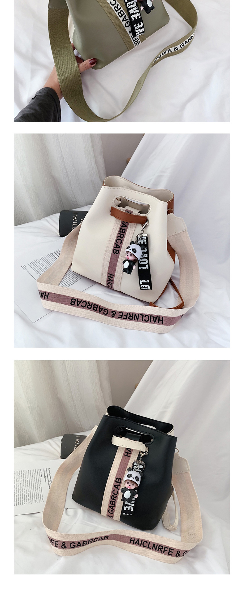 Fashion Black Broadband Contrast Shoulder Crossbody Bag,Shoulder bags