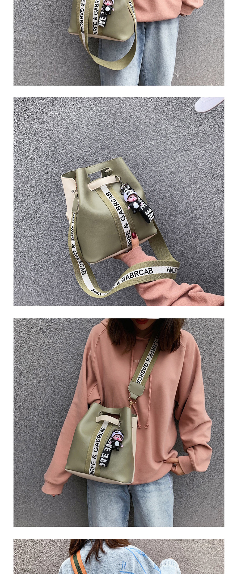 Fashion Green Broadband Contrast Shoulder Crossbody Bag,Shoulder bags