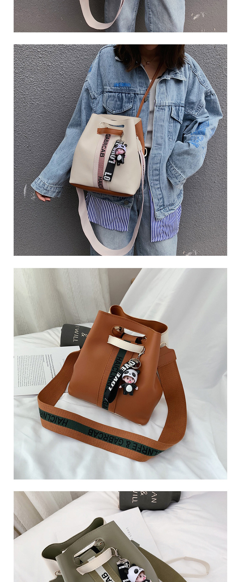 Fashion White Broadband Contrast Shoulder Crossbody Bag,Shoulder bags