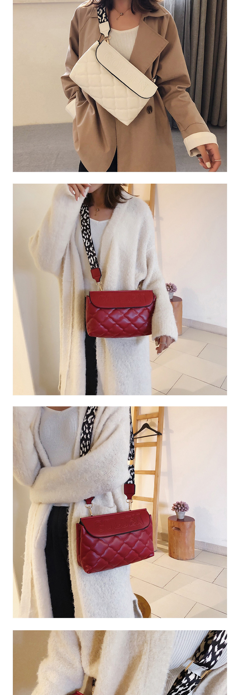 Fashion White Embroidery Line Rhombic Hand Holding Messenger Bag,Shoulder bags
