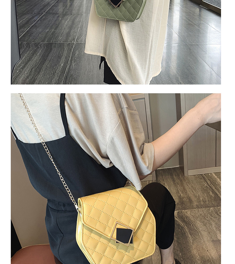 Fashion Green Embroidery Thread Hex Square Lock Single Shoulder Diagonal Package,Shoulder bags