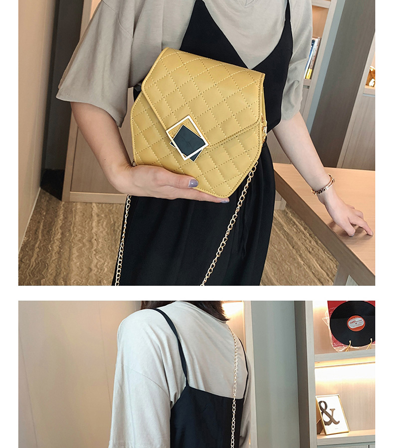 Fashion Black Embroidery Thread Hex Square Lock Single Shoulder Diagonal Package,Shoulder bags