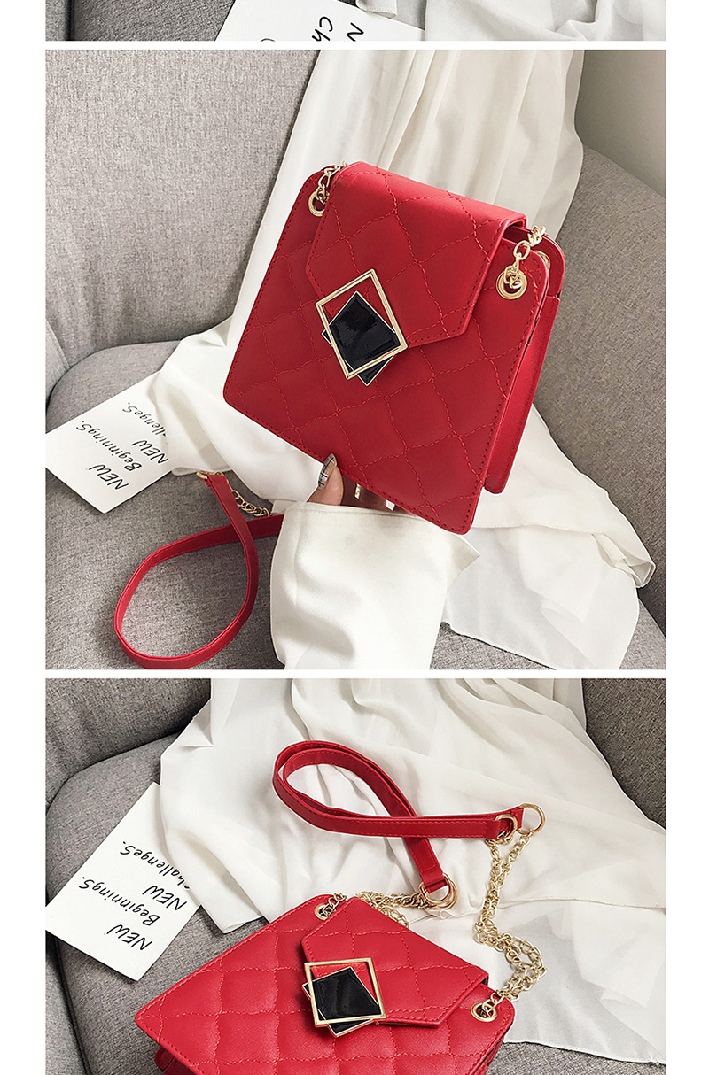 Fashion Red Embroidered Line Ribbed Shoulder Messenger Bag,Shoulder bags