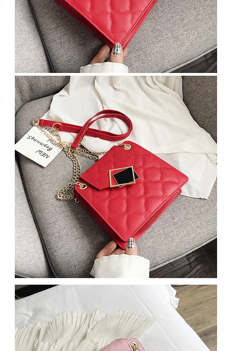 Fashion Red Embroidered Line Ribbed Shoulder Messenger Bag,Shoulder bags