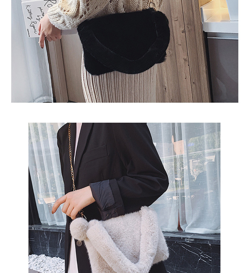 Fashion Beige Chain Fur Single Shoulder Messenger Bag,Shoulder bags