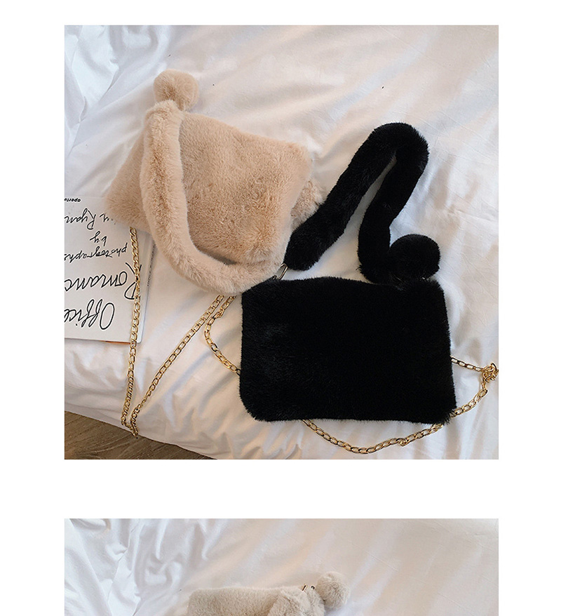 Fashion Black Chain Fur Single Shoulder Messenger Bag,Shoulder bags