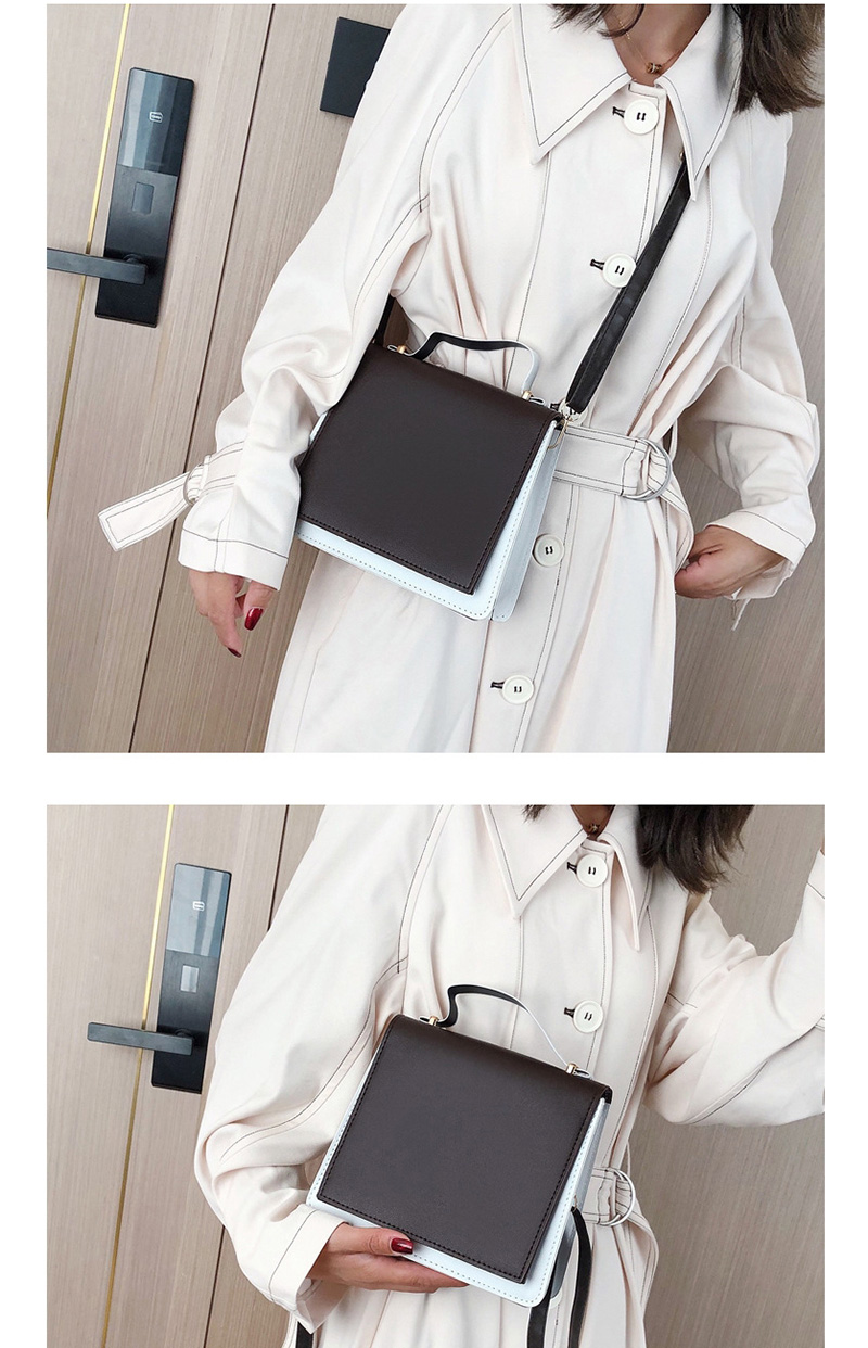 Fashion Brown Contrast Pu One-shoulder Crossbody Handbag,Shoulder bags