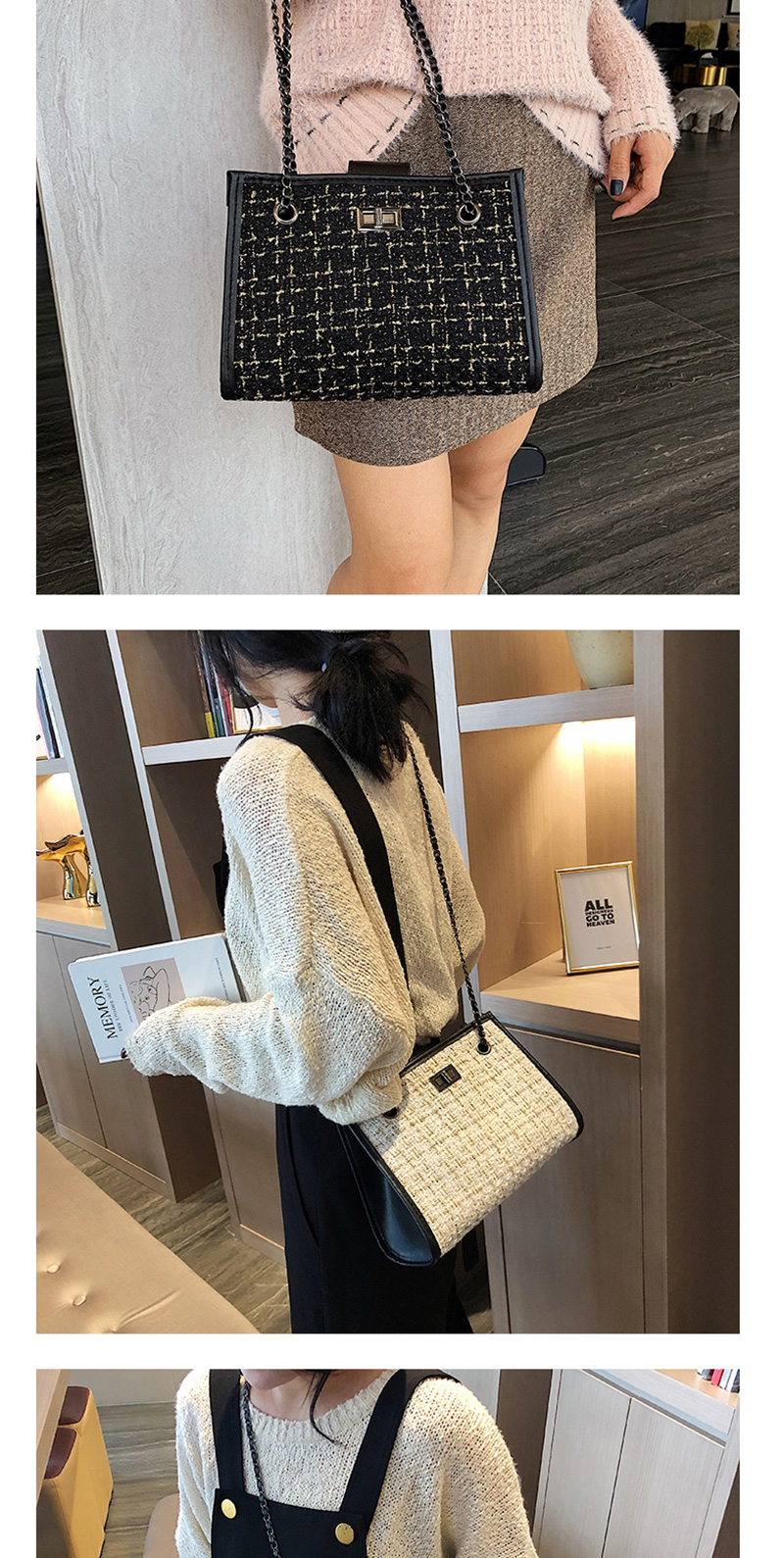 Fashion White Lazy Child Chain Single Shoulder Messenger Bag,Shoulder bags