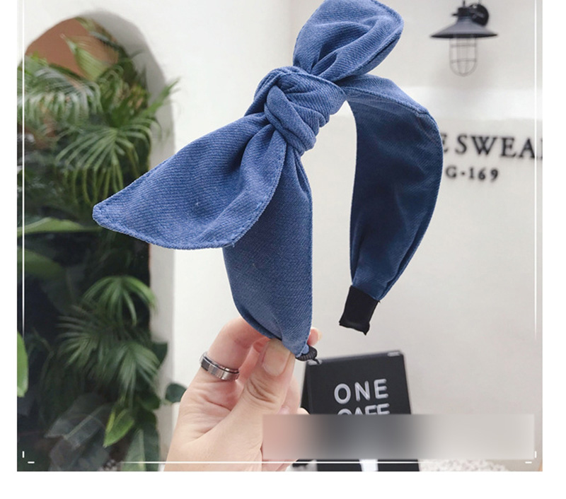 Fashion Blue Cotton Linen Bow Wide-brimmed Headband,Head Band