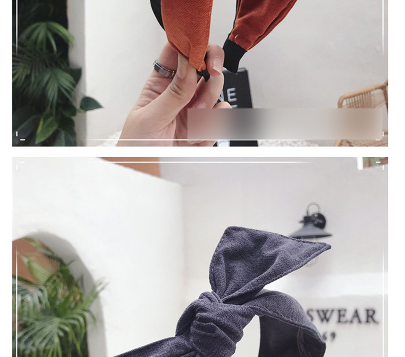 Fashion Khaki Cotton Linen Bow Wide-brimmed Headband,Head Band
