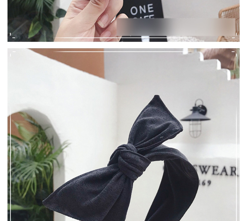 Fashion Black Cotton Linen Bow Wide-brimmed Headband,Head Band
