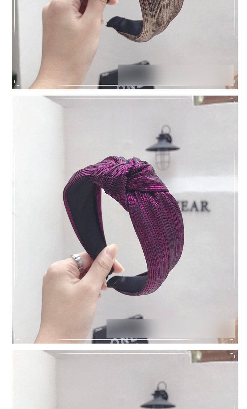 Fashion Rose Red Bronzing Fabric Pleated Stripes Knotted Wide-brimmed Headband,Head Band