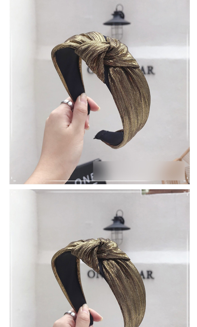 Fashion Copper Bronzing Fabric Pleated Stripes Knotted Wide-brimmed Headband,Head Band