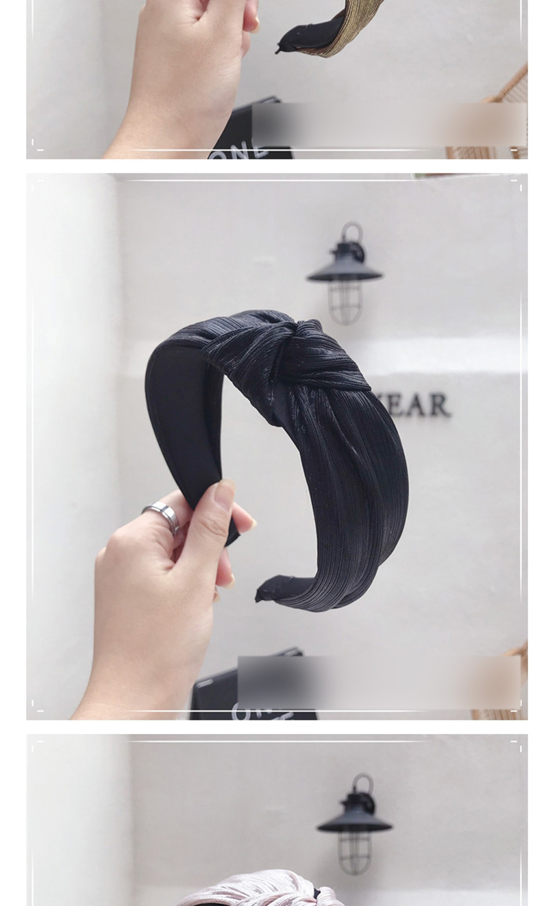 Fashion Black Bronzing Fabric Pleated Stripes Knotted Wide-brimmed Headband,Head Band